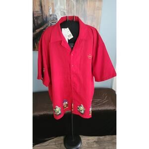 TAO Las Vegas Shirt Mens Medium NWT Oscar Misa Casino Graphic Button Up Red Larg
